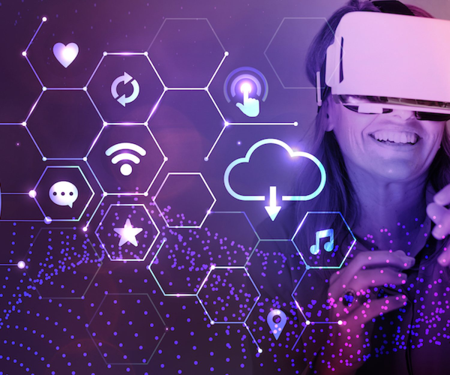 Woman enjoying a VR headset