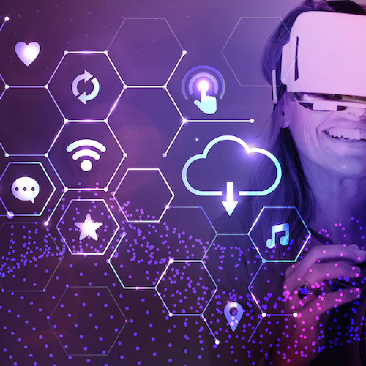 Woman enjoying a VR headset